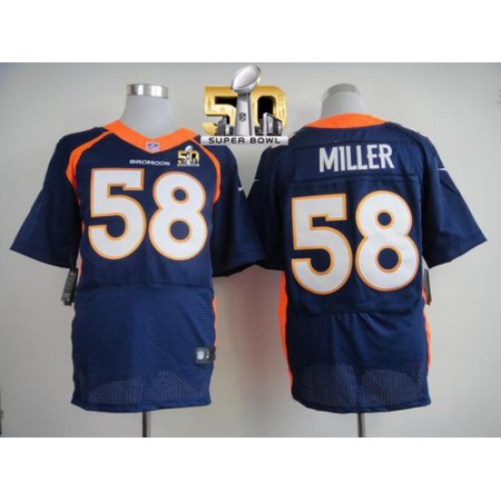 Nike Broncos #58 Von Miller Navy Blue Alternate Super Bowl 50 Men's Stitched NFL New Elite Jersey