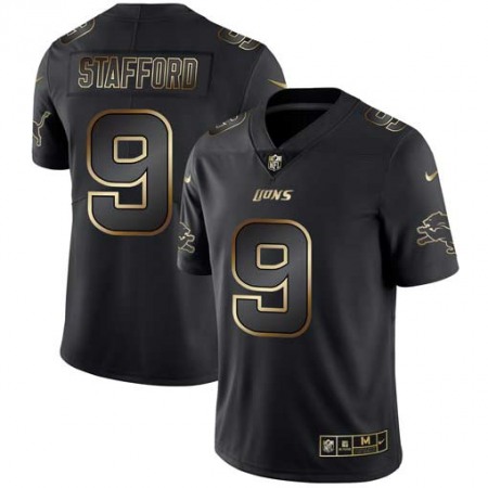 Men's Detroit Lions #9 Matthew Stafford 2019 Black Gold Edition Stitched NFL Jersey