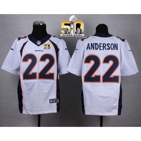 Nike Broncos #22 C.J. Anderson White Super Bowl 50 Men's Stitched NFL New Elite Jersey