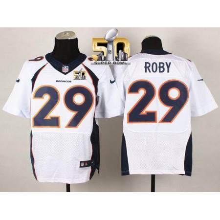 Nike Broncos #29 Bradley Roby White Super Bowl 50 Men's Stitched NFL New Elite Jersey