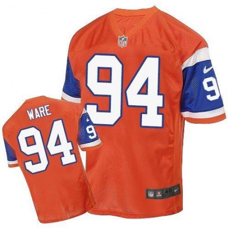 Nike Broncos #94 DeMarcus Ware Orange Throwback Men's Stitched NFL Elite Jersey