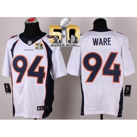 Nike Broncos #94 DeMarcus Ware White Super Bowl 50 Men's Stitched NFL New Elite Jersey