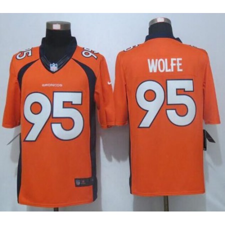 Nike Broncos #95 Derek Wolfe Orange Team Color Men's Stitched NFL New Limited Jersey