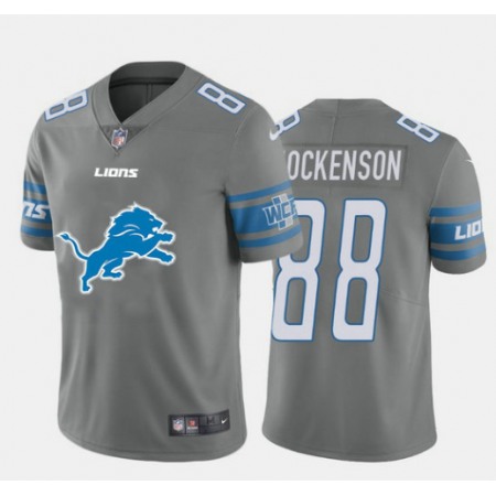 Men's Detroit Lions #88 T.J. Hockenson 2020 Grey Team Big Logo Limited Stitched Jersey