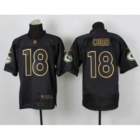 Nike Packers #18 Randall Cobb Black Gold No. Fashion Men's Stitched NFL Elite Jersey