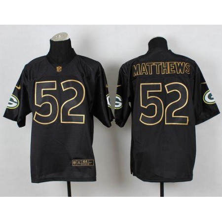 Nike Packers #52 Clay Matthews Black Gold No. Fashion Men's Stitched NFL Elite Jersey