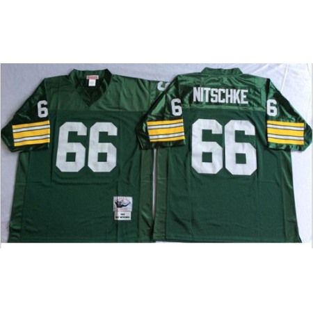 Mitchell And Ness 1966 Packers #66 Ray Nitschke Green Throwback Stitched NFL Jersey