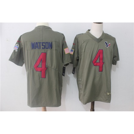 Men's Nike Houston Texans #4 Deshaun Watson Olive Salute To Service Limited Stitched NFL Jersey