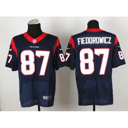 Nike Texans #87 C.J. Fiedorowicz Navy Blue Team Color Men's Stitched NFL Elite Jersey