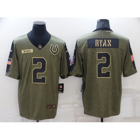 Men's Indianapolis Colts #2 Matt Ryan Olive Salute To Service Limited Stitched Jersey