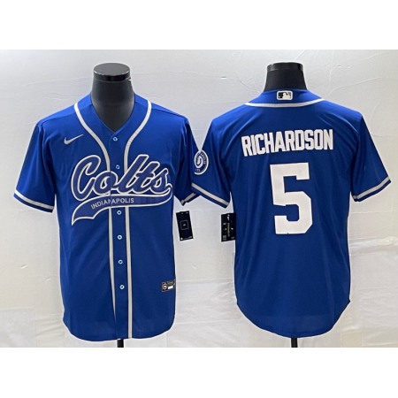 Men's Indianapolis Colts #5 Anthony Richardson Royal Cool Base Stitched Baseball Jersey