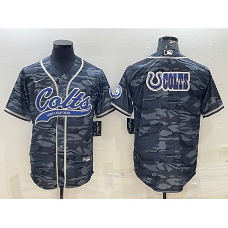 Men's Indianapolis Colts Grey Camo Team Big Logo With Patch Cool Base Stitched Baseball Jersey