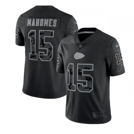 Men's Kansas City Chiefs #15 Patrick Mahomes Black Reflective Limited Stitched Football Jersey