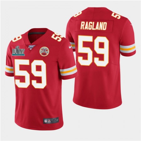 Men's Kansas City Chiefs #59 Reggie Ragland Red Super Bowl LIV With 100th Season Patch Vapor Untouchable Limited Stitched NFL Jersey