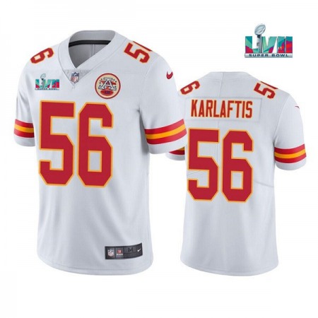 Men's Kansas City Chiefs #56 George Karlaftis White Super Bowl LVII Patch Vapor Untouchable Limited Stitched Jersey