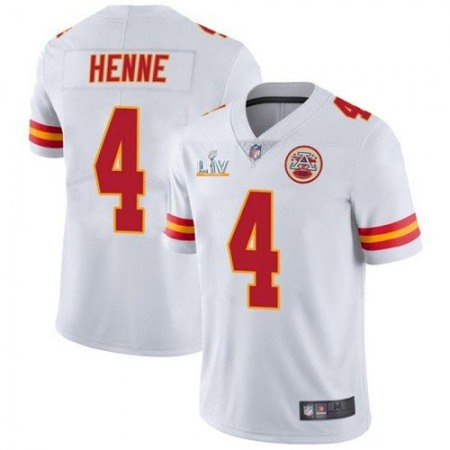Men's Kansas City Chiefs #4 Chad Henne White 2021 Super Bowl LV Stitched NFL Jersey