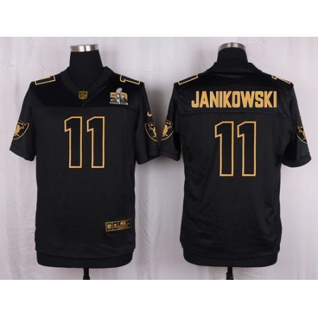 Nike Raiders #11 Sebastian Janikowski Black Men's Stitched NFL Elite Pro Line Gold Collection Jersey