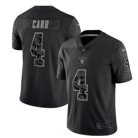 Men's Las Vegas Raiders #4 Derek Carr Black Reflective Limited Stitched Football Jersey