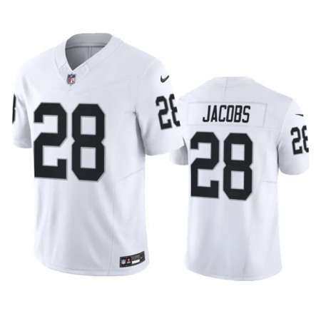 Men's Las Vegas Raiders #28 Josh Jacobs White 2023 F.U.S.E Vapor Untouchable Stitched Football Jersey