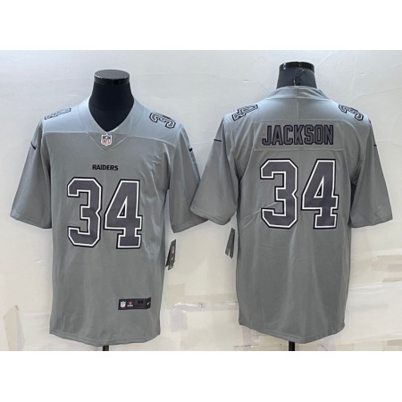 Men's Las Vegas Raiders #34 Bo Jackson Grey Atmosphere Fashion Stitched Jersey