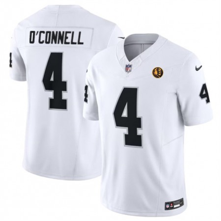 Men's Las Vegas Raiders #4 Aidan O'Connell White 2023 F.U.S.E. With John Madden Patch Vapor Limited Stitched Football Jersey