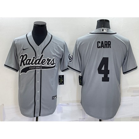 Men's Las Vegas Raiders #4 Derek Carr Grey Cool Base Stitched Baseball Jersey