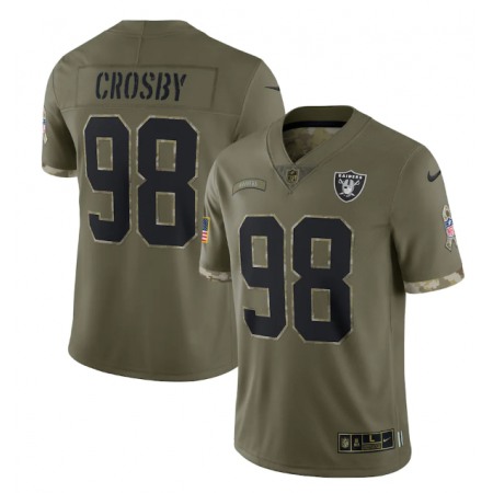 Men's Las Vegas Raiders #98 Maxx Crosby Olive 2022 Salute To Service Limited Stitched Jersey