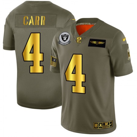 Men's Oakland Raiders #4 Derek Carr 2019 Olive/Gold Salute To Service Limited Stitched NFL Jersey
