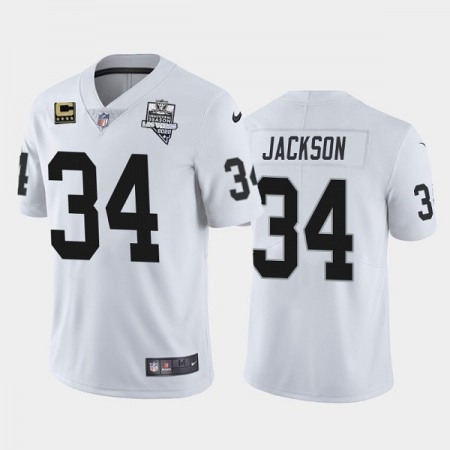Men's Las Vegas Raiders #34 Bo Jackson White 2020 Inaugural Season With C Patch Vapor Limited Stitched Jersey
