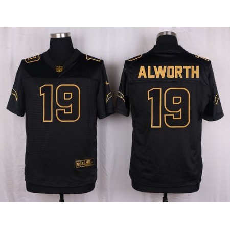 Nike Chargers #19 Lance Alworth Black Men's Stitched NFL Elite Pro Line Gold Collection Jersey