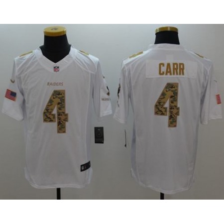 Nike Raiders #4 Derek Carr White Men's Stitched NFL Limited Salute to Service Jersey