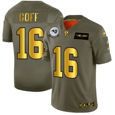 Men's Los Angeles Rams #16 Jared Goff 2019 Olive/Gold Salute To Service Limited Stitched NFL Jersey