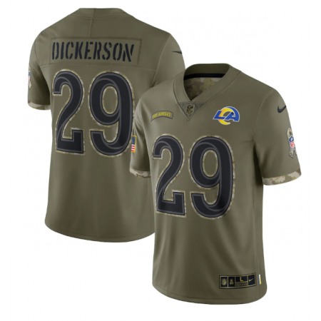 Men's Los Angeles Rams #29 Eric Dickerson Olive 2022 Salute To Service Limited Stitched Jersey