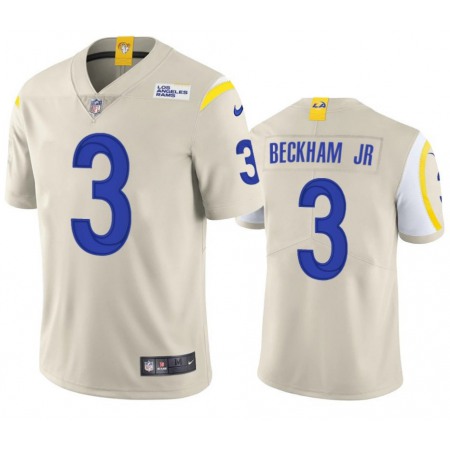 Men's Los Angeles Rams #3 Odell Beckham Jr. 2021 Bone Vapor Untouchable Limited Stitched Football Jersey
