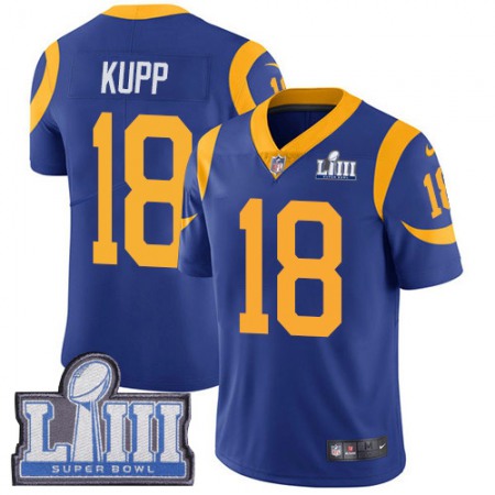 Men's Los Angeles Rams #18 Cooper Kupp Royal Blue Super Bowl LIII Vapor Untouchable Limited Stitched NFL Jersey