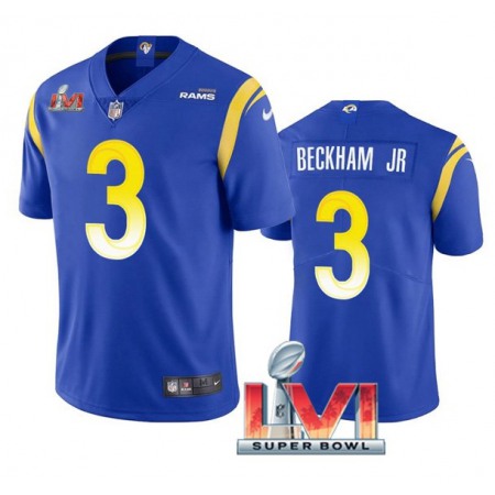 Men's Los Angeles Rams #3 Odell Beckham Jr. 2022 Royal Super Bowl LVI Vapor Limited Stitched Jersey