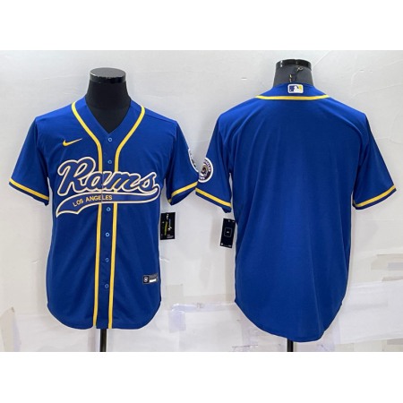 Men's Los Angeles Rams Blank Royal With Patch Cool Base Stitched Baseball Jersey