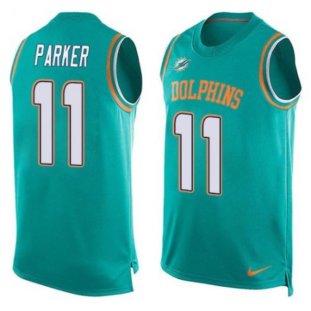 Nike Dolphins #11 DeVante Parker Aqua Green Team Color Men's Stitched NFL Limited Tank Top Jersey