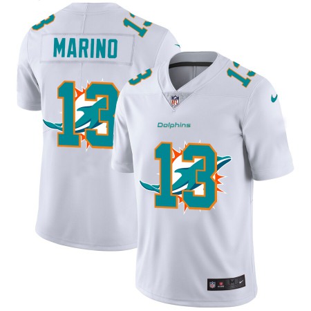 Men's Miami Dolphins #13 Dan Marino White Shadow Logo Limited Stitched Jersey