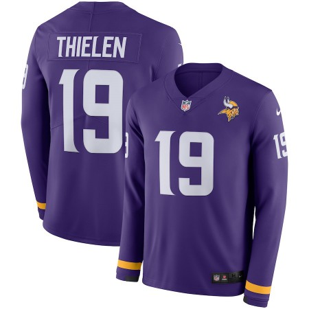 Men's Minnesota Vikings#19 Adam Thielen Purple Therma Long Sleeve Stitched NFL Jersey