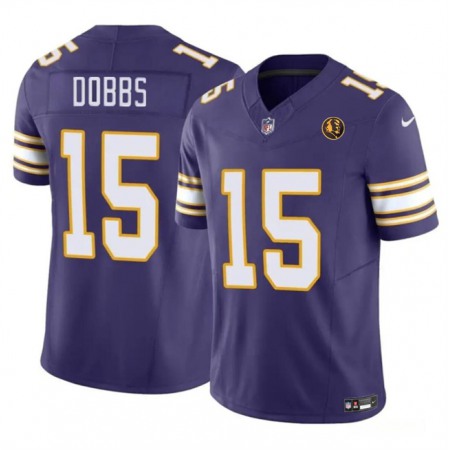 Men's Minnesota Vikings #15 Josh Dobbs Purple 2023 F.U.S.E. Throwback With John Madden Patch Vapor Limited Stitched Football Jersey