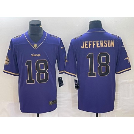 Men's Minnesota Vikings #18 Justin Jefferson Purple Gold Stitched Jersey