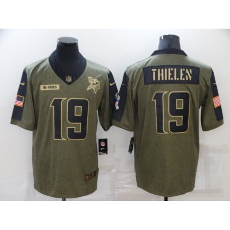 Men's Minnesota Vikings #19 Adam Thielen 2021 Olive Salute To Service Limited Stitched Jersey