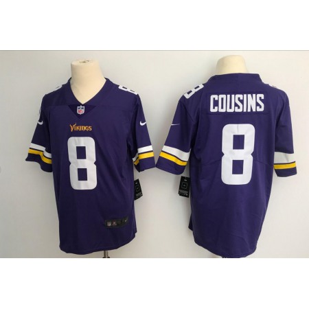 Men's Minnesota Vikings #8 Kirk Cousins Purple Vapor Untouchable Limited Stitched NFL Jersey
