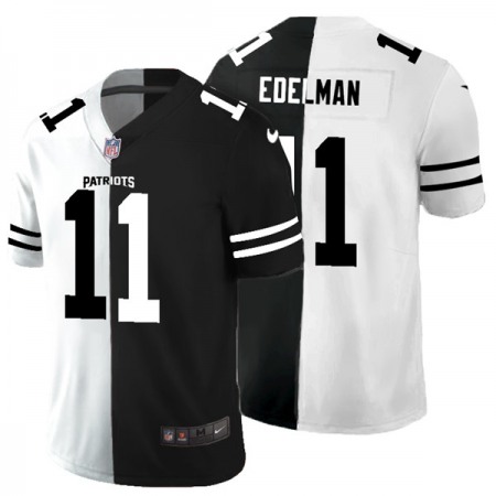 Men's New England Patriots #11 Julian Edelman Black & White Split Limited Stitched Jersey