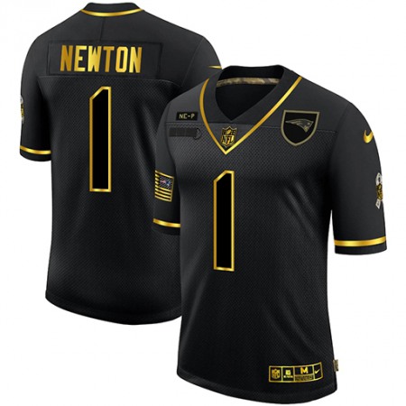 Men's New England Patriots #1 Cam Newton 2020 Black/Gold Salute To Service Limited Stitched Jersey
