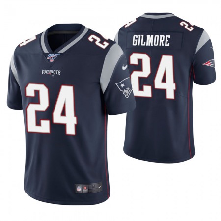 Men's New England Patriots #24 Stephon Gilmore 2019 Navy 100th season Limited Stitched NFL Jersey