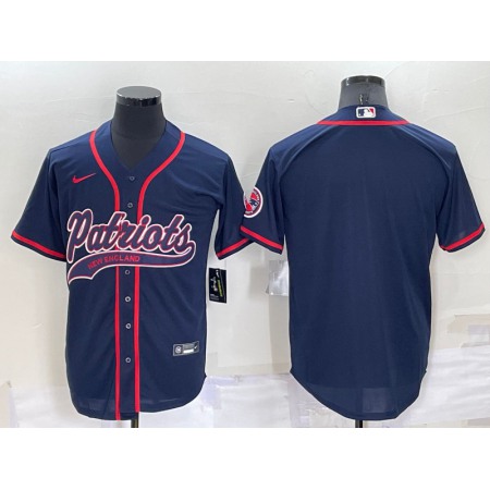 Men's New England Patriots Blank Navy Cool Base Stitched Baseball Jersey