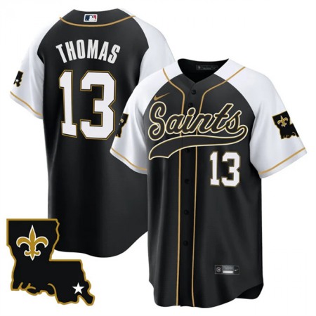 Men's New Orleans Saints #13 Michael Thomas Black/White 1987 Legacy Cool Base Stitched Baseball Jersey