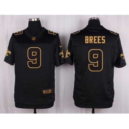 Nike Saints #9 Drew Brees Black Men's Stitched NFL Elite Pro Line Gold Collection Jersey